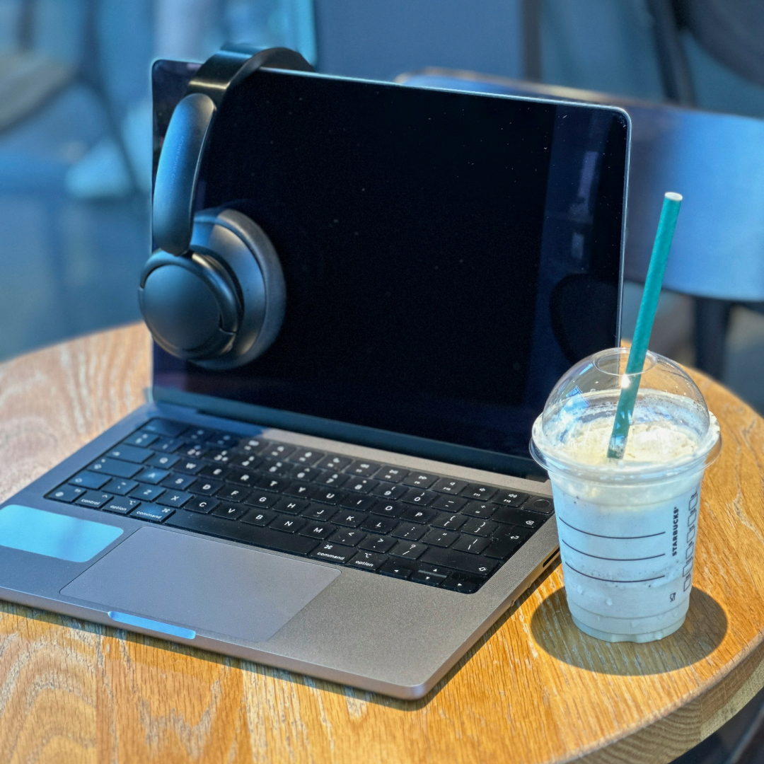 Headphones and laptop at rest
