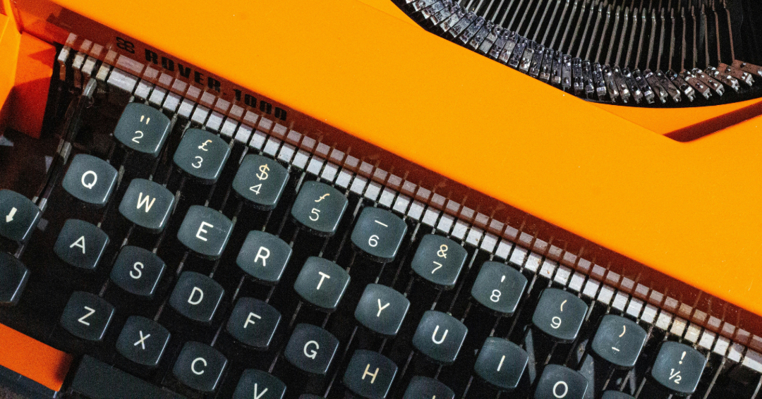 Orange typewriter, close up